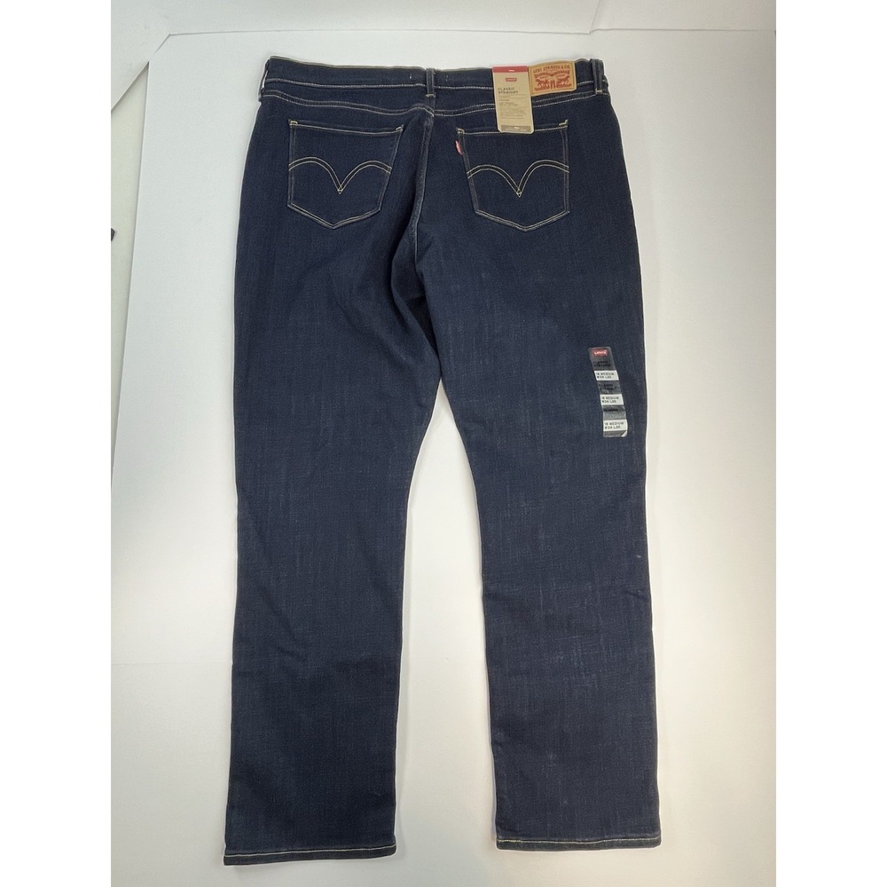 Levis Classic Straight Jeans Womens 18 Medium 34x30 Dark Wash Denim - Picture 3 of 4